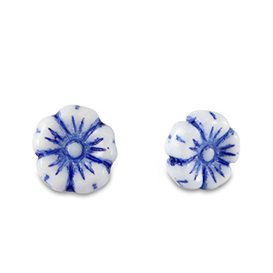 Tschechische Perlen Flower 7mm Strong blue-white