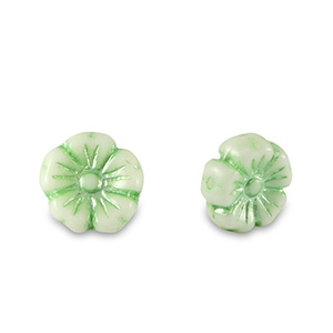 Tschechische Perlen Flower 7mm Paled green metallic-white
