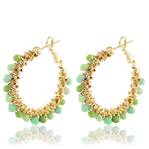 Stainless Steel - Rostfrei Stahl Ohrringe Facetten Green-gold