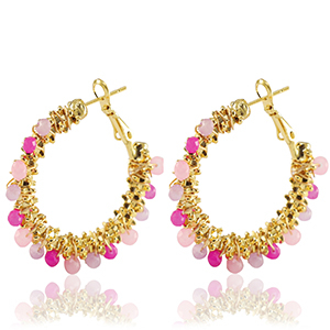 Stainless Steel - Rostfrei Stahl Ohrringe Facetten Light pink-gold