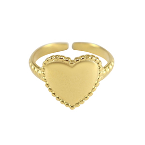 Stainless Steel - Rostfrei Stahl Ringe Heart Gold