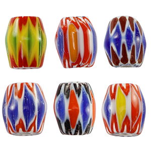 Millefiori-Glasperlen Tube Multicolour yellow-blue