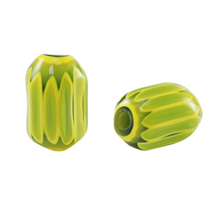 Millefiori-Glasperlen Tube Green-yellow