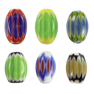 Millefiori-Glasperlen Tube Multicolour blue-green