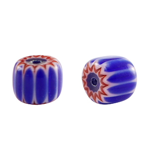 Millefiori-Glasperlen Tube Blue-red