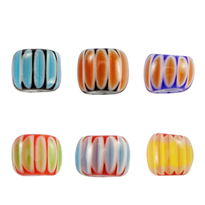 Millefiori-Glasperlen Tube Multicolour blue-orange