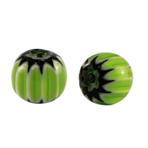 Millefiori-Glasperlen Tube Green