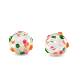 Handbemalt Glasperlen 8mm Transparent-green orange