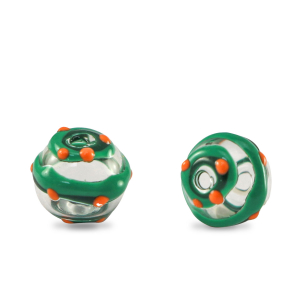 Handbemalt Glasperlen 8mm Transparent-green orange