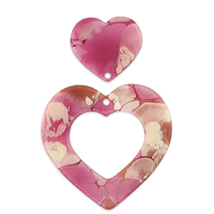 Statement-Anh&auml;nger Heart Magenta marble