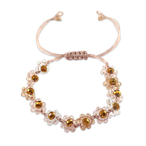 Facetten Glas Fussketten Flower Multicolour pink-transparent