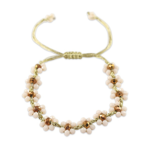 Facetten Glas Fussketten Flower Lotus pink-topaz brown