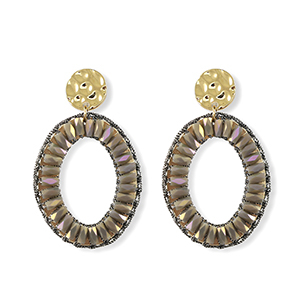 Facetten Perlen Ohrringe Oval Gold-lavender grey