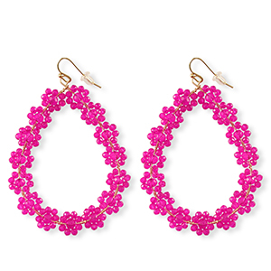 Facetten Perlen Ohrringe Drop Gold-neon pink