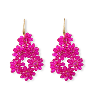 Facetten Perlen Ohrringe Drop Gold-neon pink