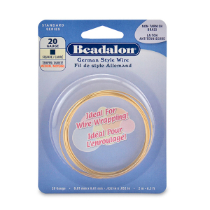 Beadalon German Style Wire 20Gauge Square Gold