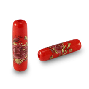 Glas Perlen Tube Flower Red-rose red