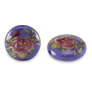 Glas Perlen 14mm Flower Cobalt blue-rose red