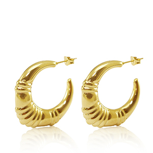 Stainless Steel - Rostfrei Stahl Ohrringe / Ohrstecker Creolen Oval Gold