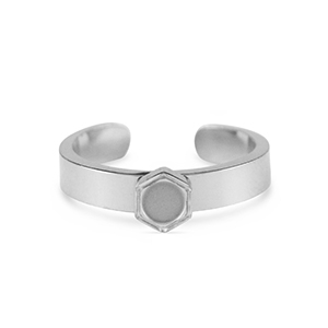 Geburtsstein Ring mit Fassung f&uuml;r SS16 Flatback Rostfreiem Stahl Silver
