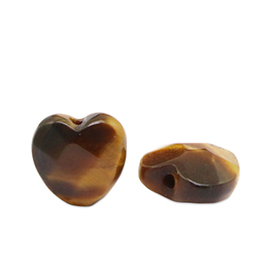 Perlen Naturstein Tigerauge Heart Golden brown