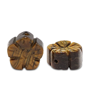 Perlen Naturstein Tigerauge Flower Golden brown