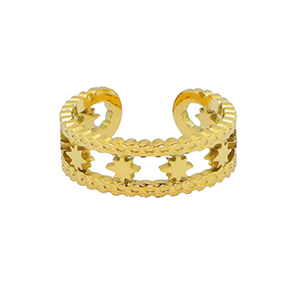 Stainless Steel - Rostfrei Stahl Ringe Star Gold