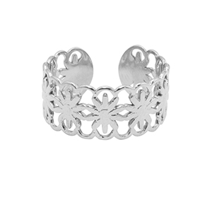 Stainless Steel - Rostfrei Stahl Ringe Flower Silber