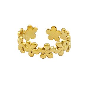 Stainless Steel - Rostfrei Stahl Ringe Flower Gold