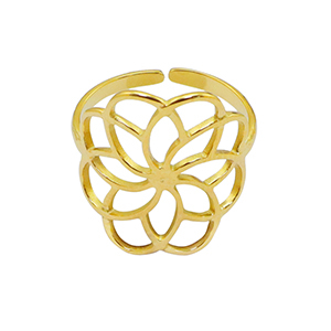 Stainless Steel - Rostfrei Stahl Ringen Flower Gold