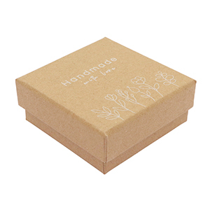 (Geschenk-)Box f&uuml;r Schmuck "handmade with love" Blume Brown