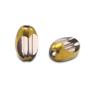 Oval Glas Perlen Facet Light aubergine purple transparent-gold