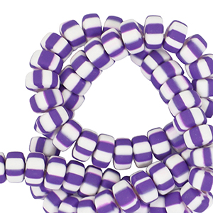 Perlen Polymer Rondelle 7mm White-purple
