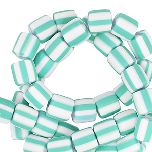 Perlen Polymer 6mm White-turquoise