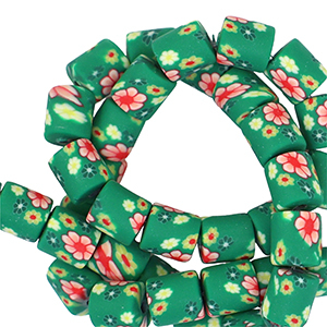 Perlen Polymer 6mm Flower Green-multicolour