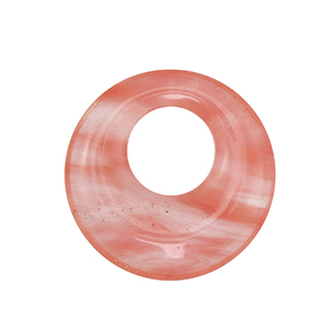 Anh&auml;nger Naturstein Glas Donut 30mm Pink-transparent
