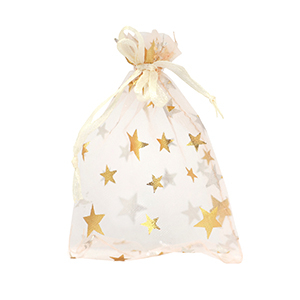 Organza Schmuck Beutel 9x12cm Star Apricot-gold