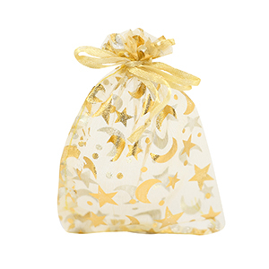 Organza Schmuck Beutel 9x12cm Moon and Star Golden yellow-gold