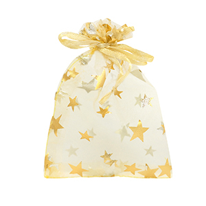 Organza Schmuck Beutel 9x12cm Star Golden yellow-gold