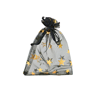 Organza Schmuck Beutel 7x9cm Star Black-gold