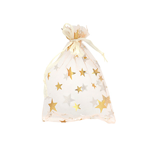 Organza Schmuck Beutel 7x9cm Star Apricot-gold