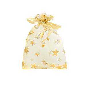 Organza Schmuck Beutel 7x9cm Star Golden yellow-gold