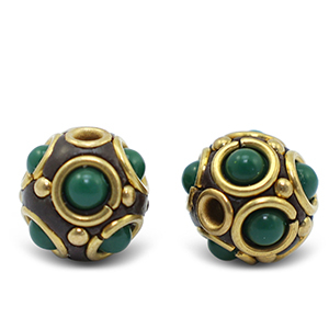 Perlen Bohemian Green-antique gold
