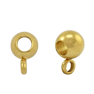 Perlen aus Stainless Steel - Rostfreiem Stahl mit &Ouml;se 6mm Gold