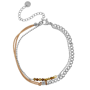 Stainless Steel - Rostfrei Stahl Armb&auml;nder duo Layer Silver-brown