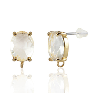 Ohrringe / Ohrstecker aus Glas mit &Ouml;se Oval Crystal-gold