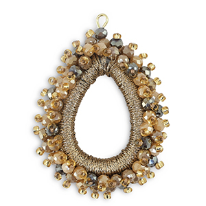 Facetten Perlen Anh&auml;nger Drop Multicolour - Champagne Gold