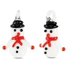 Glas-Anh&auml;nger Snowman White-red-black