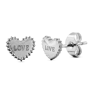 Ohrringe / Ohrstecker aus Stainless Steel - Rostfreiem Stahl heart Silver