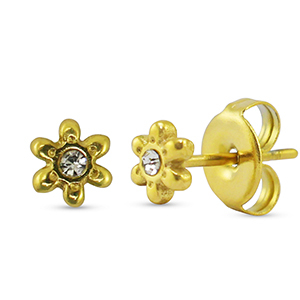Ohrringe / Ohrstecker aus Stainless Steel - Rostfreiem Stahl flower Gold